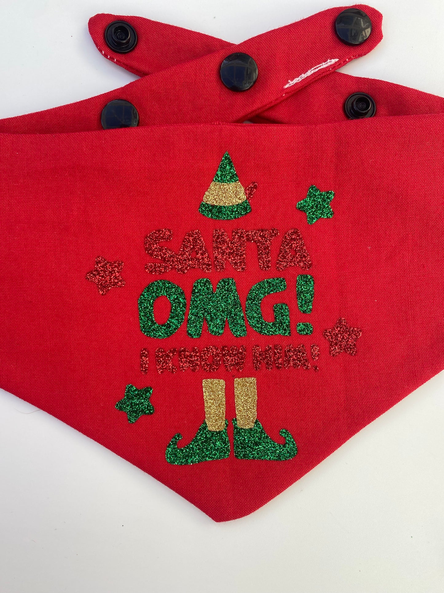Santa OMG I Know Him! Elf Snap Bandana.