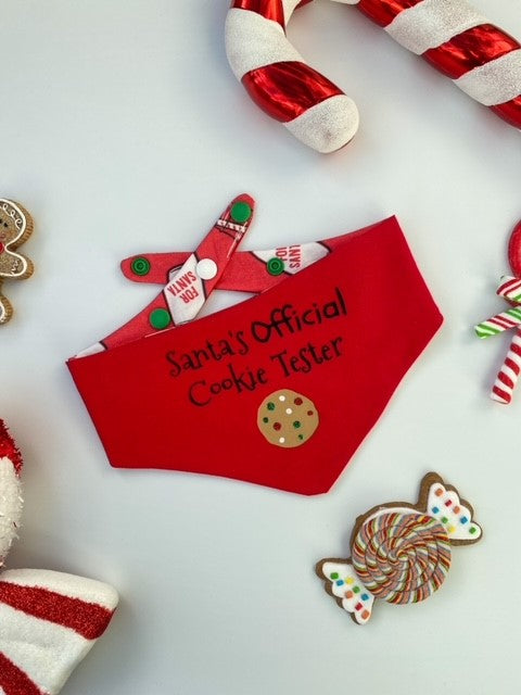Santa's Official Cookie Tester Reversible Bandana.