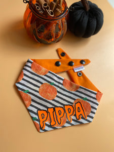 Personalised Pumpkin Stripes Reversible Bandana.