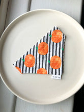 Load image into Gallery viewer, Pumpkin Stripe Bandana, Over the collar