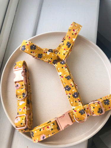 Mustard Ditsy Floral Fabric Strap Harness