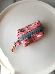 Pink ditsy floral Poo bag holder